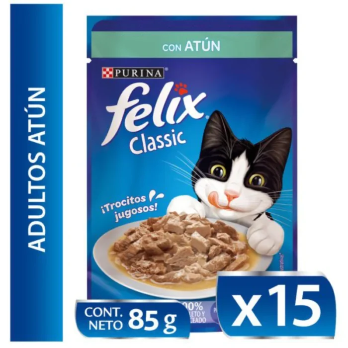Gato comiendo Felix de atún