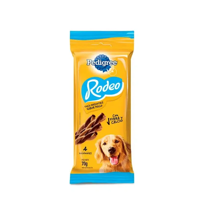 Pack Pedigree Rodeo Sabor Pollo x4 unidades 70g Snack Pedigree Rodeo pollo 70g para perros