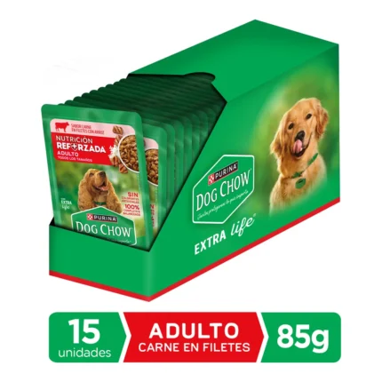 Dog Chow Pouch Adulto Carne 85 g – Caja 15
