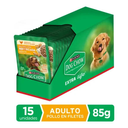 Dog Chow Pouch Adulto Pollo 85 g – Caja 15